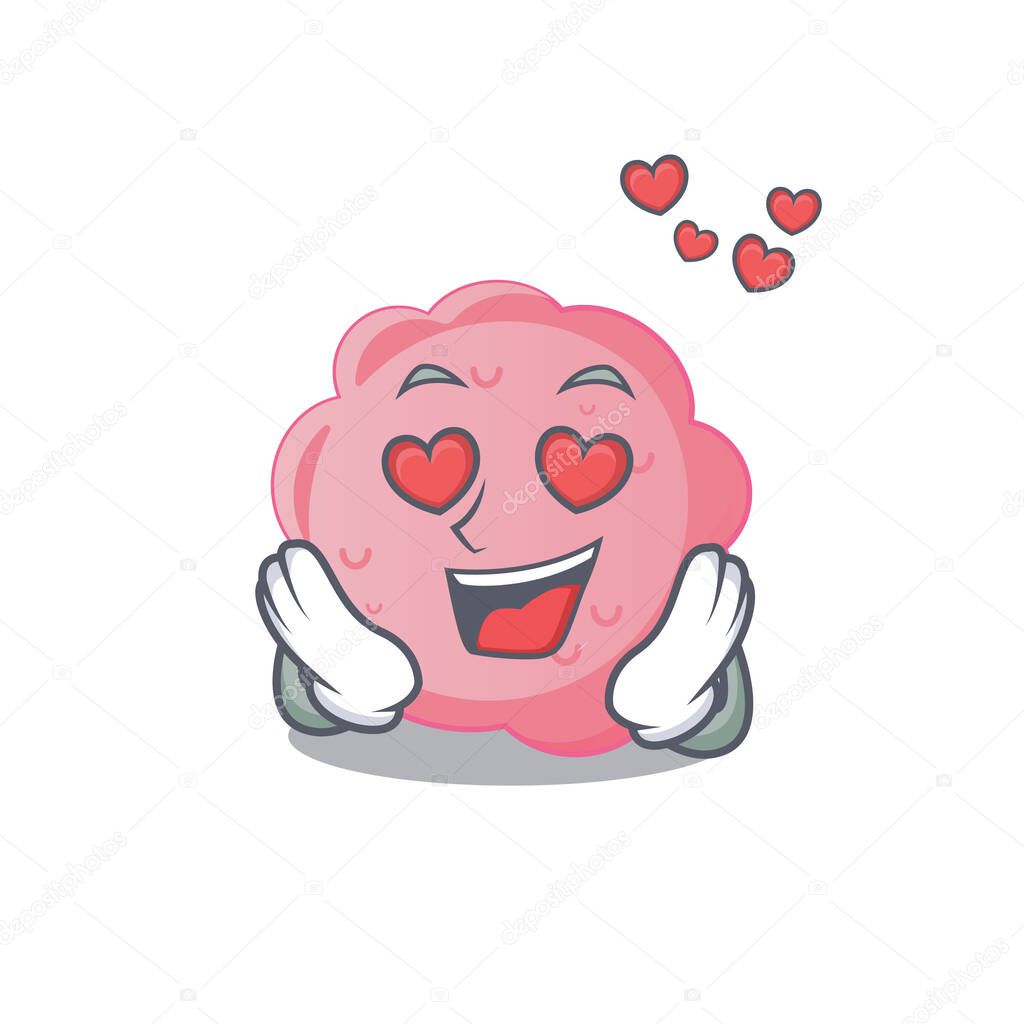 Cute anaplasma phagocytophilum cartoon character has a falling in love face. Vector illustration