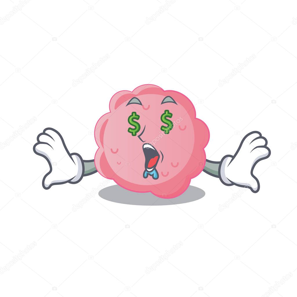 Rich cartoon character design of anaplasma phagocytophilum with money eyes. Vector illustration