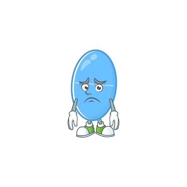 Γελοιογραφία εικόνα του μπλε κάψουλα με ανήσυχος πρόσωπο — Διανυσματικό Αρχείο