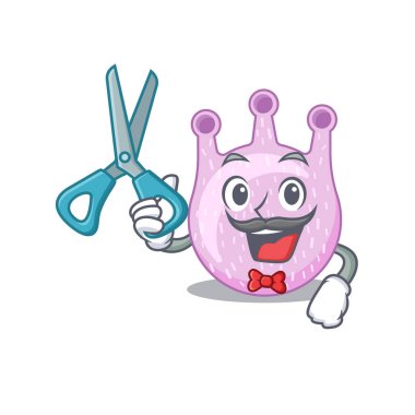 Berberli spor viridanlı streptokok çizgi film karakteri tasarımı. Vektör illüstrasyonu