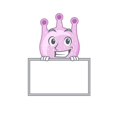 Gülümseyen viridan streptococci çizgi film tasarım tarzının bir tahtası vardır. Vektör illüstrasyonu