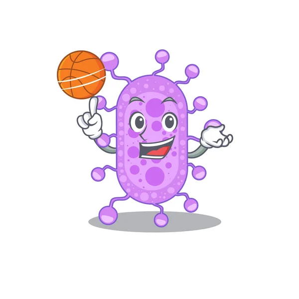 Prachtige Mycobacterium Mascotte Design Stijl Met Basketbal Vectorillustratie — Stockvector