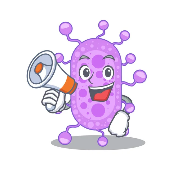 Personaje Dibujos Animados Micobacterias Que Tienen Megáfono Ilustración Vectorial — Vector de stock