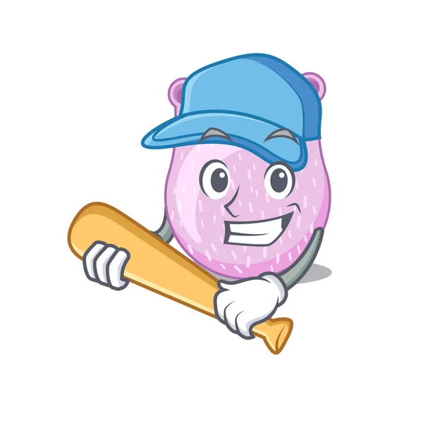 ヴィリディアンの絵野球をしているストレップトコッチ漫画のキャラクター ベクターイラスト — ストックベクタ