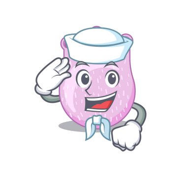 Beyaz şapkalı Viridan Streptococci 'nin denizci çizgi filmi karakteri. Vektör illüstrasyonu