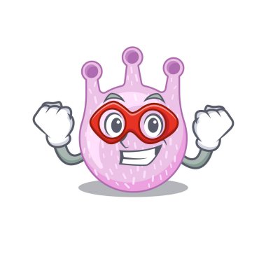 Bir çizgi film karakteri olan viridan streptococci bir süper kahraman olarak canlandırıldı. Vektör illüstrasyonu