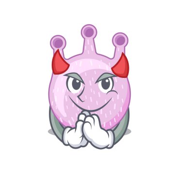 Şeytan çizgi film karakteri tasarımı tarzında giyinmiş Viridan Streptococci. Vektör illüstrasyonu