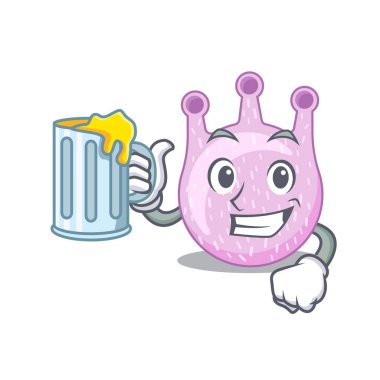 Viridan streptococci çizgi film konsepti bir bardak birayı yükseltir. Vektör illüstrasyonu