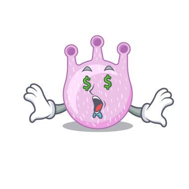 Zengin çizgi film karakteri, zengin gözlü viridan streptokok. Vektör illüstrasyonu