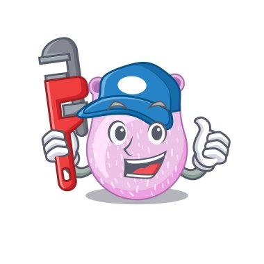 Viridan streptococci Smart Plumber çizgi film karakteri tasarımı. Vektör illüstrasyonu