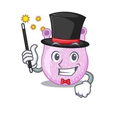 Viridan streptococci çizgi film tasarımında çekici bir sihirbaz. Vektör illüstrasyonu