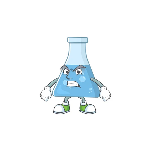 Μασκότ Στυλ Σχεδιασμού Του Μπλε Μπουκάλι Χημικών Θυμωμένο Πρόσωπο Εικονογράφηση — Διανυσματικό Αρχείο