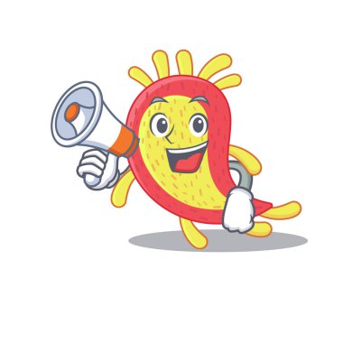 Azorhizobium caulinodans 'ın megafonu olan çizgi film karakteri. Vektör illüstrasyonu