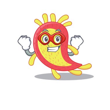 Bir Azorhizobium caulinodans çizgi film karakteri bir süper kahraman olarak canlandırıldı. Vektör illüstrasyonu