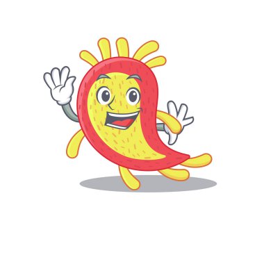 Bir karizmatik azorhizobium caulinodans maskot tasarımı gülümseme ve el sallama