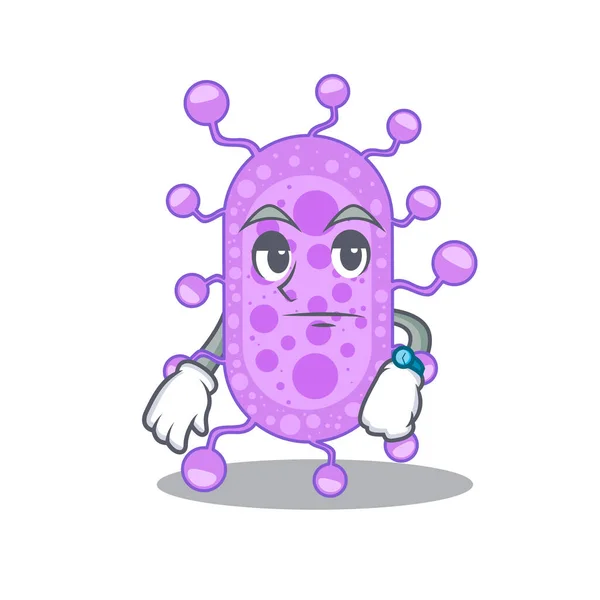Diseño Mascota Micobacterias Mostrando Gesto Espera Ilustración Vectorial — Vector de stock
