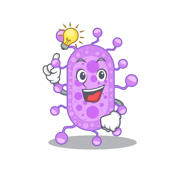 Mascote Design Personagem Mycobacterium Com Tem Uma Ideia Gesto Inteligente — Vetor de Stock