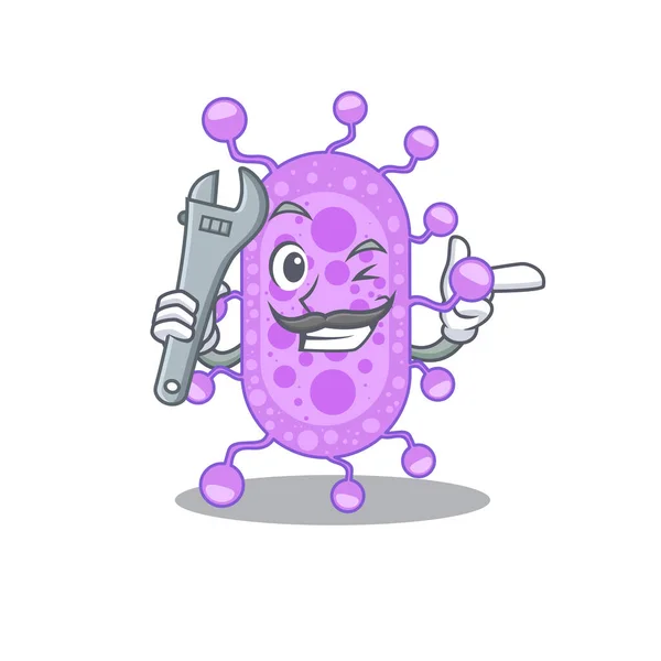 Een Beeld Van Mycobacterium Monteur Mascotte Ontwerp Concept Vectorillustratie — Stockvector