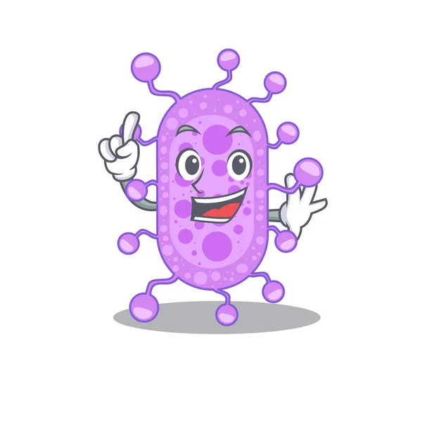 Mycobacterium Mascot Character Design One Finger Gesture Vector Illustration — Stock Vector