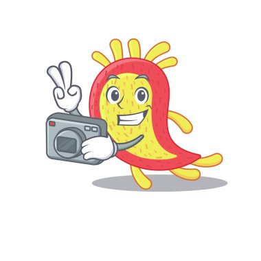 Kamera ile çalışan profesyonel bir fotoğrafçı olarak Azorhizobium caulinodans maskot tasarımı