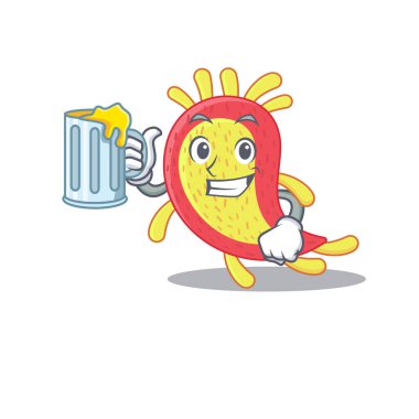 Bir karikatür konsepti olan azorhizobium caulinodanlar bir bardak birayı yükseltir.