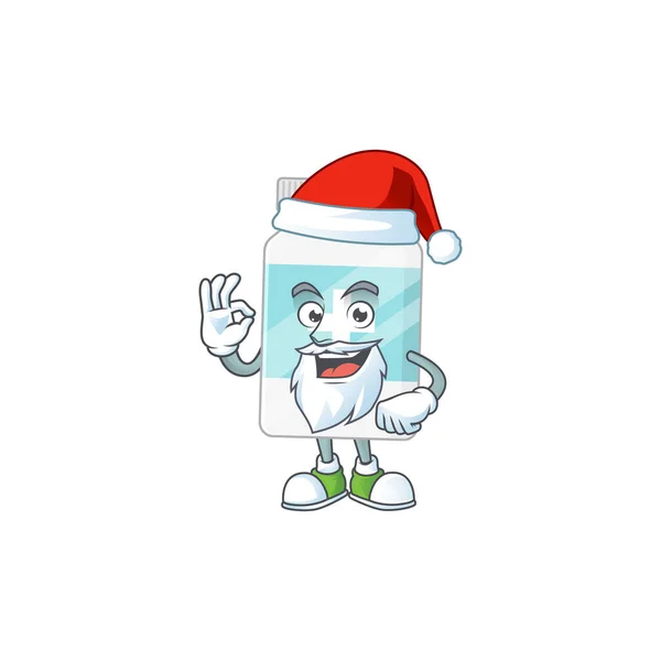 Freundliche Ergänzung Flasche Santa Cartoon Charakter Design mit ok finger — Stockvektor
