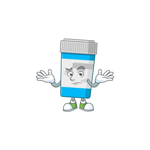 Une image de bouteille médicale dans le style de dessin animé de mascotte de sourire — Image vectorielle