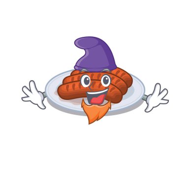 Elf çizgi filminde ızgara sosisin şirin bir resmi. Vektör illüstrasyonu