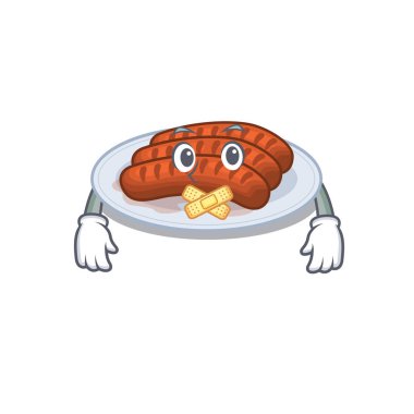 Izgara sosis çizgi film karakteri gibi gizemli sessiz bir jest. Vektör illüstrasyonu