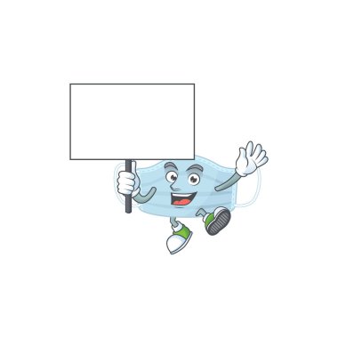 Tatlı cerrahi maske çizgi film karakteri ayağa kalk