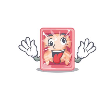 Donmuş tavuğun çılgın bir yüze sahip olduğu bir çizgi film tasarımı. Vektör illüstrasyonu