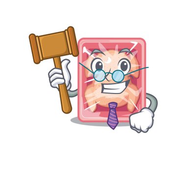 Donmuş tavuk çizgi film karakteri tasarımında gözlük takan mütevazı bir yargıç. Vektör illüstrasyonu