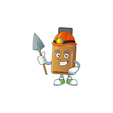 çizgi film karakteri tasarımı şurup şurubu şişesi bir madenci olarak çalışır. Vektör illüstrasyonu