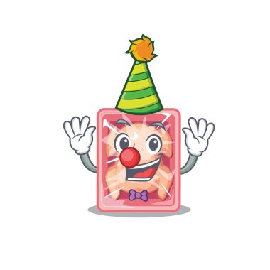 Çizgi film karakteri tasarım konsepti şirin palyaço dondurulmuş tavuk. Vektör illüstrasyonu