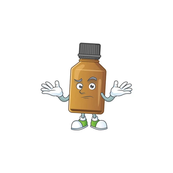 Una imagen de frasco de curación de jarabe en estilo de dibujos animados mascota sonriente — Vector de stock