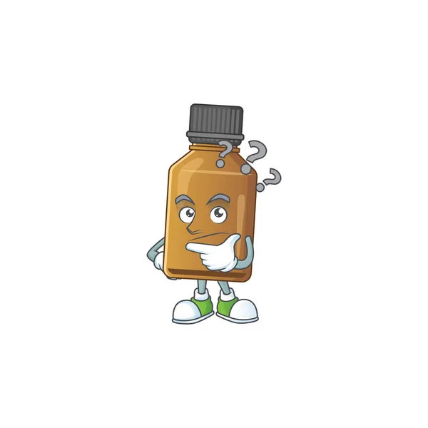 Concept de mascotte de bouteille de sirop de guérison ayant un geste confus — Image vectorielle