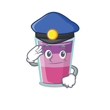 Polis memuru maskot şapkası takan kokteyl jölesi tasarımı. Vektör illüstrasyonu