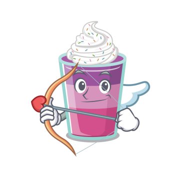 Kokteyl jölesi oklu ve kanatlı bir çizgi film karakteri. Vektör illüstrasyonu