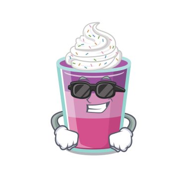 Pahalı siyah gözlük takan havalı kokteyl jölesi çizgi film karakteri. Vektör illüstrasyonu