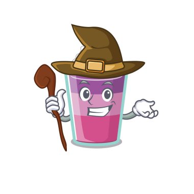 Kokteyl jölesi sinsi ve aldatıcı cadı çizgi film karakteri. Vektör illüstrasyonu