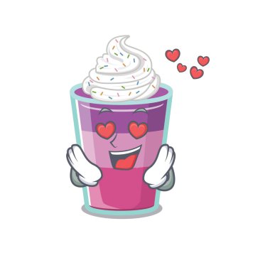 Tatlı kokteyl jölesi çizgi film karakteri aşık oluyor. Vektör illüstrasyonu