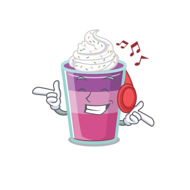 Kokteyl jölesi çizgi film tasarımı müzik dinleme konsepti. Vektör illüstrasyonu