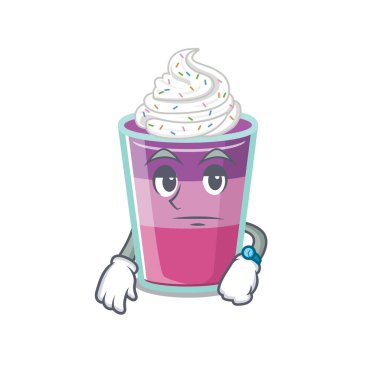 Kokteyl jölesinin maskot tasarımı bekleme jestini gösteriyor. Vektör illüstrasyonu