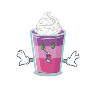 Zengin çizgi film karakteri tasarımı. Paralı gözlü kokteyl jölesi. Vektör illüstrasyonu