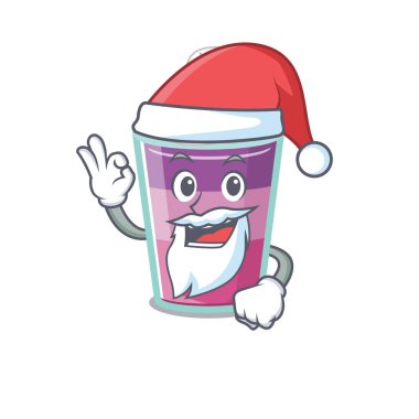 Kokteyl jölesi Noel Baba çizgi film karakteri ve güzel bir parmağı var. Vektör illüstrasyonu