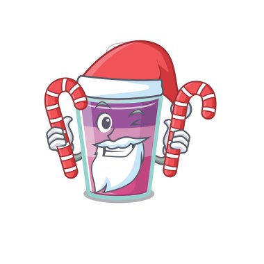 Santa Cartoon karakterindeki dostane kokteyl jölesi Noel şekeri içerir. Vektör illüstrasyonu