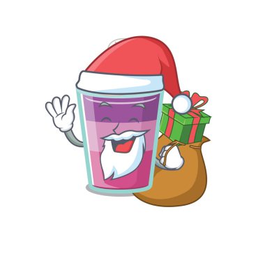 Noel hediyeli Noel Baba kokteylinin çizgi film tasarımı. Vektör illüstrasyonu