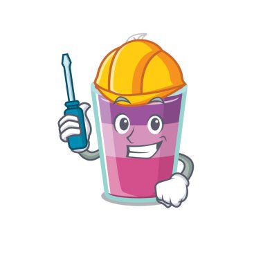 Kokteyl jölesinin çizgi film karakteri bir otomotiv olarak çalıştı. Vektör illüstrasyonu