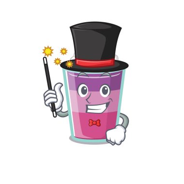 Kokteyl jeli çizgi film tasarımında çekici bir sihirbaz. Vektör illüstrasyonu