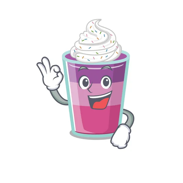 Cocktail Jelly Mascot Design Style Okay Gesture Finger Vector Illustration — Stock Vector